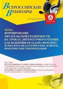 Вебинар «Формирование читательской грамотности на уроках литературного чтения как важнейшая задача ФОП НОО: психолого-педагогические аспекты, практические рекомендации» - изображение № 1