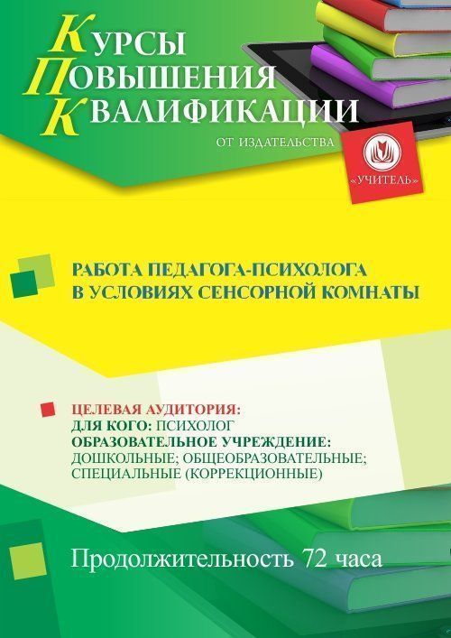 Работа педагога-психолога в условиях сенсорной комнаты (72 ч.) - изображение № 1