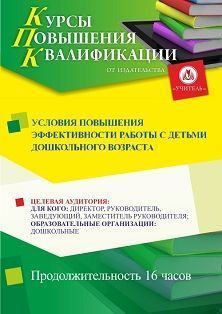 Условия повышения эффективности работы с детьми дошкольного возраста (16 ч.) - изображение № 1