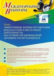 Международный вебинар «Эффективные формы организации внеклассной и внеурочной деятельности, досуговой организованной активности обучающихся» - изображение № 1